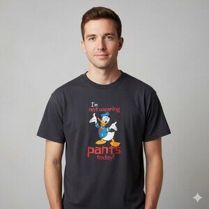 Walt Disney Donald Duck I'm Not Wearing Pants Dark Grey Shirt